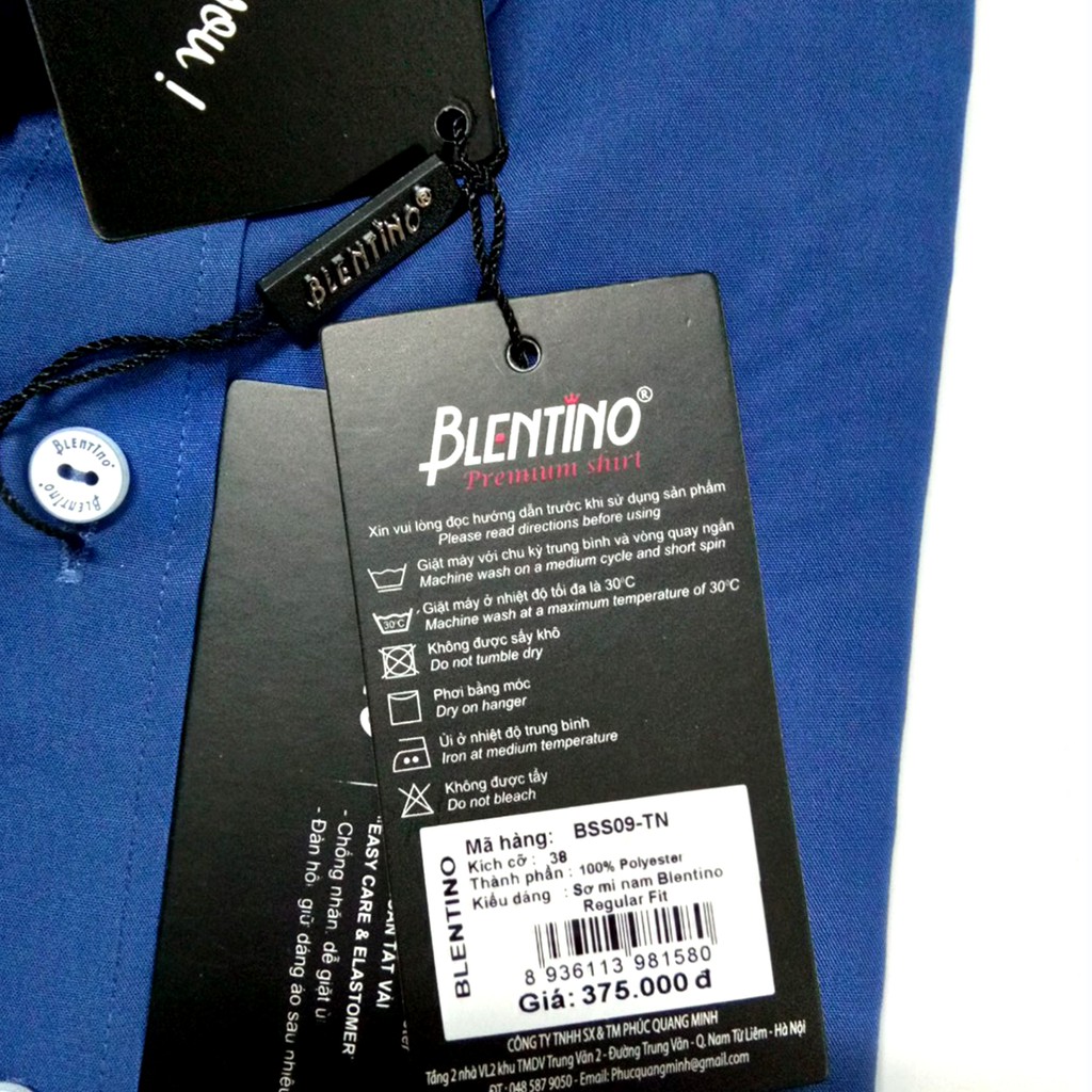 Áo sơ mi công sở nam BLENTINO cộc tay trơn BSS09-TN form Regular