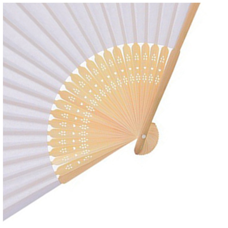 Bộ 50 quạt giấy gấp màu trắng 21cm phong cách tao nhã