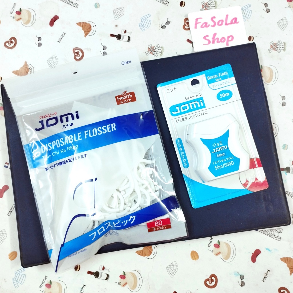 Tăm / chỉ nha khoa JOMI Hàn Quốc bạc hà mảng bám dắt kẽ răng dental floss mint hôi miệng sâu răng flosser