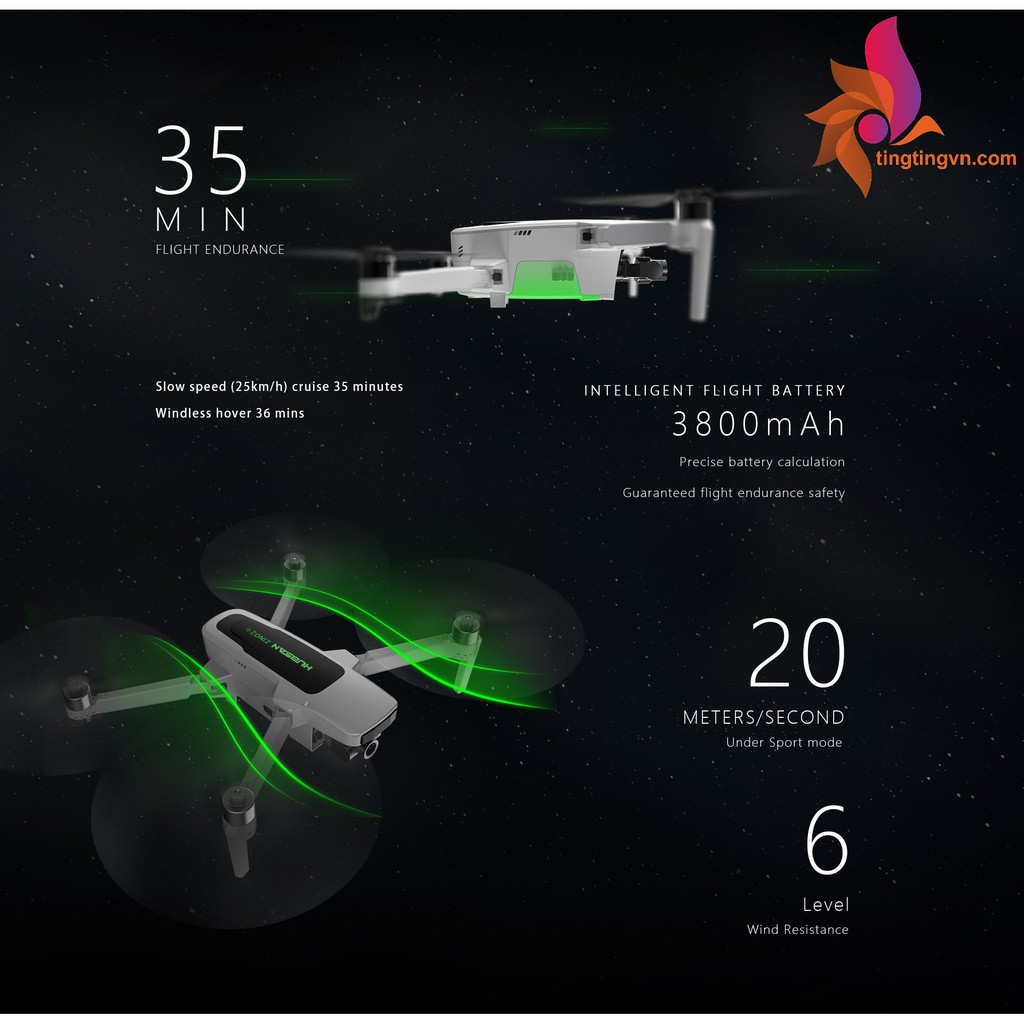 Combo Flycam Hubsan Zino 2+ Plus GPS Syncleas mới nhất 9KM FPV 4K 60fps Camera Gimbal 3 trục Thời gian bay 35 phút