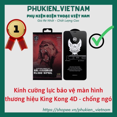 Kính cường lực iphone chống nhìn trộm full màn hình KingKong 6/ 6s/ 7/ 8 plus/ x/ xsmax/ 11/ 12/ 13/ 14 promax