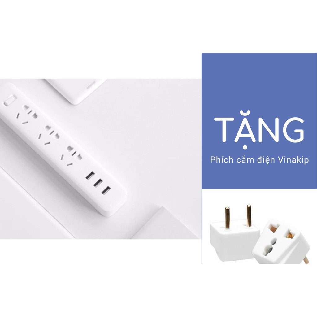 Ổ cắm điện thông minh Xiaomi Power Strip tích hợp cổng sạc USB (Tặng kèm phích cắm 3 chấu sang 2 chấu)