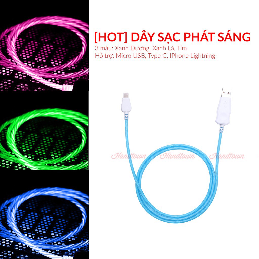 CÁP SẠC LED PHÁT SÁNG HIỆU ỨNG DÒNG CHẢY CỰC ĐẸP CỔNG LIGHTNING/ ANDROID/ TYPE C