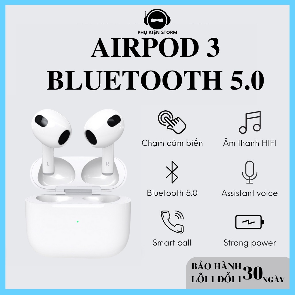 Tai nghe Bluetooth AIR.3 TWS 5.0 Tai nghe không dây AP3 Kết Nối Bluetooth Định Vị, Đổi Tên,Dùng Cho IOS và Androi