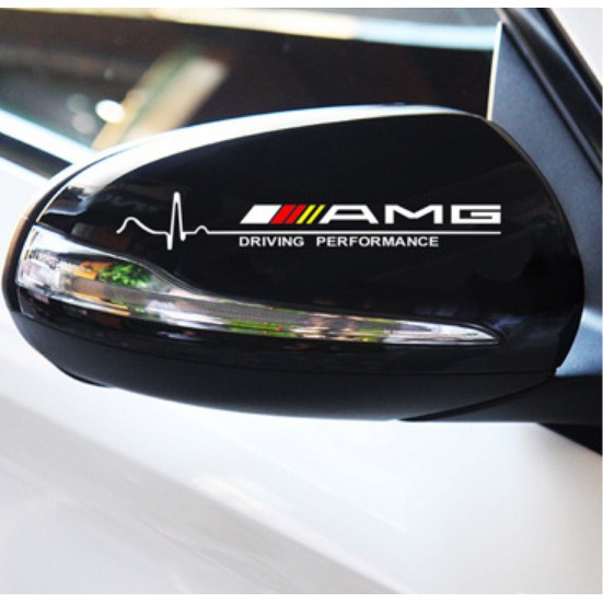 Bộ 2 Tem dán gương chiếu hậu ô tô AMG đen