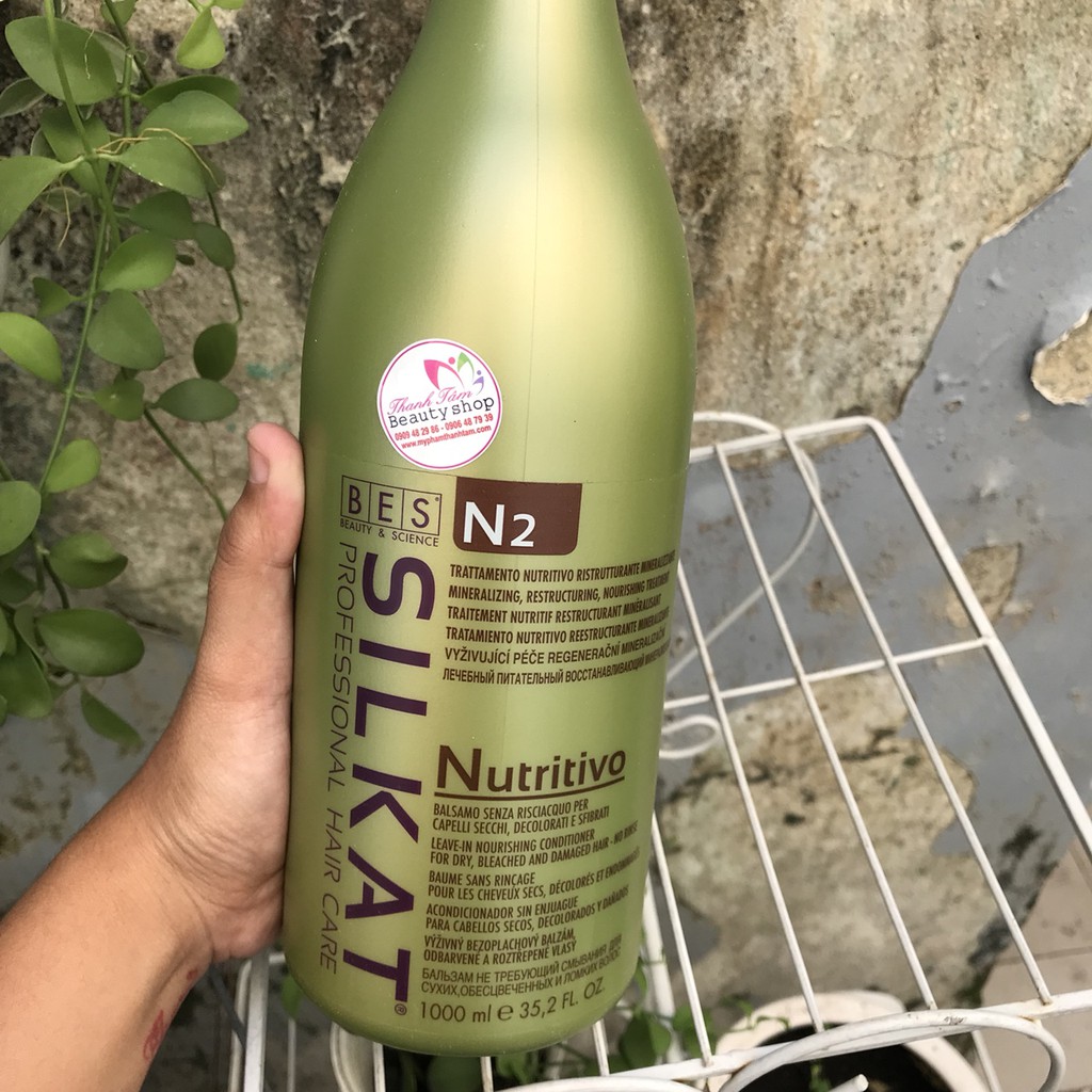 Dầu xả dinh dưỡng khoáng chất tái cấu trúc tóc Bes Hergen Silkat Nutritivo N2 Conditioner 1000ml