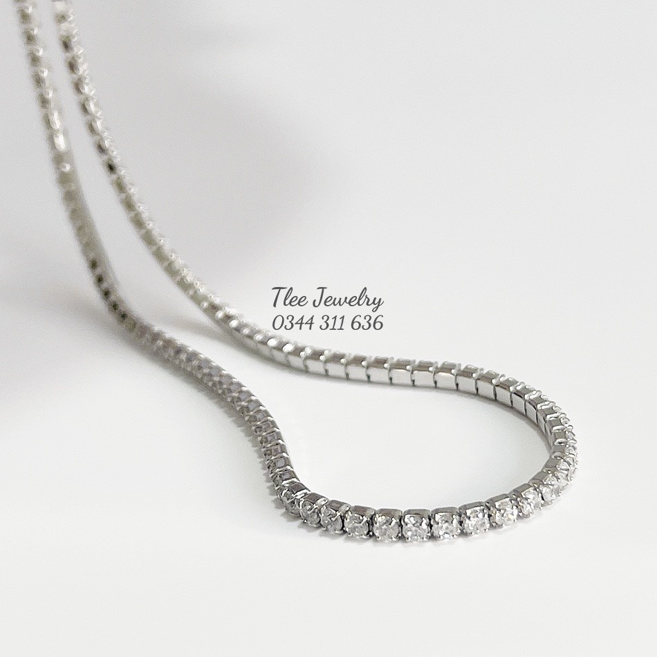 Dây chuyền bạc nữ TLEE mẫu dải đá sang trọng TleeJewelry D0223