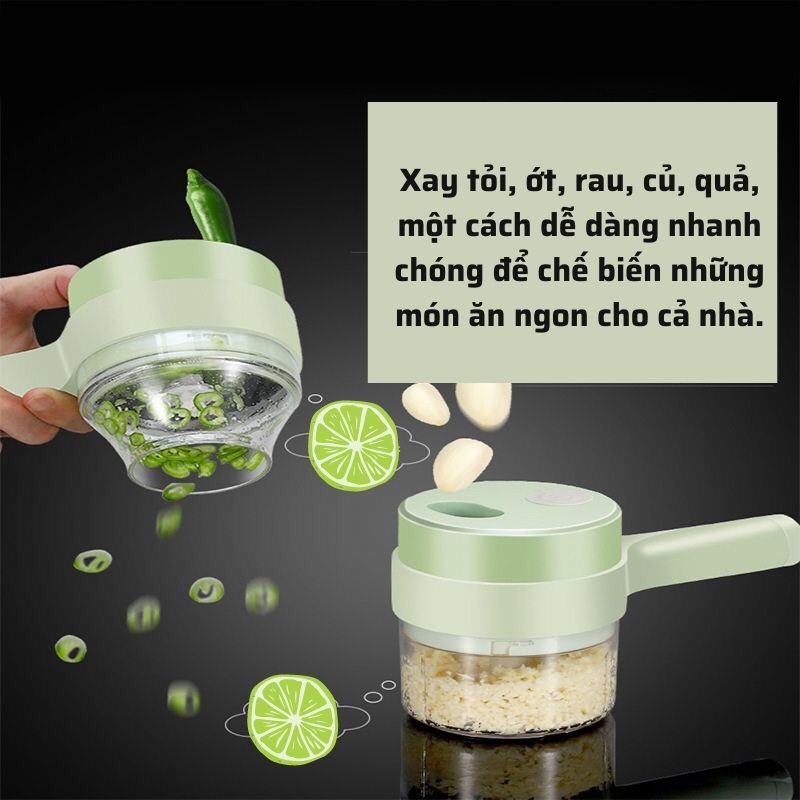 Máy xay thái mini cầm tay đa năng hot 2022 – thái rau củ quả, xay tỏi ớt tiện lợi