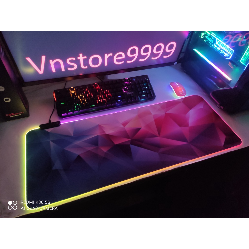 Pad chuột led rgb dày 4mm, lót chuột cỡ lớn 90x40cm siêu bền, hình ảnh sắc nét