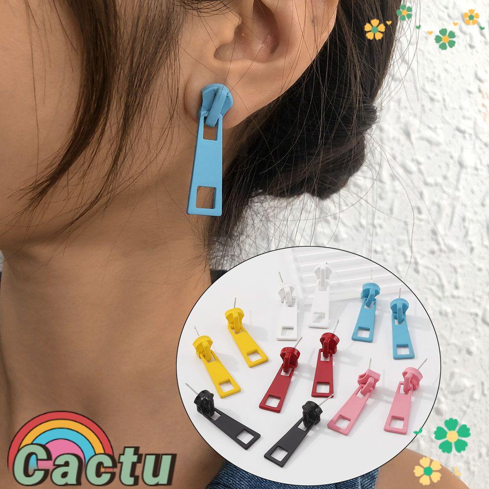 Bông Tai Hình Khóa Kéo Màu Sắc Ngọt Ngào Đơn Giản Sáng Tạo