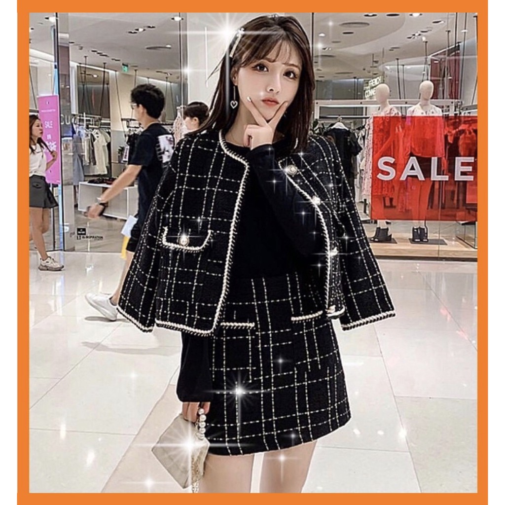 [Sẵn Hàng]♥️Set Áo Khoác+Váy Dạ Tweed(ảnh thật)Size M->4XL Big Size