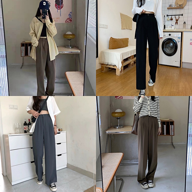 Beryl🌻quần ống rộng nữ👖New Ba-màu thẳng lỏng phù hợp với quần của phụ nữ Mỏng giản dị quần