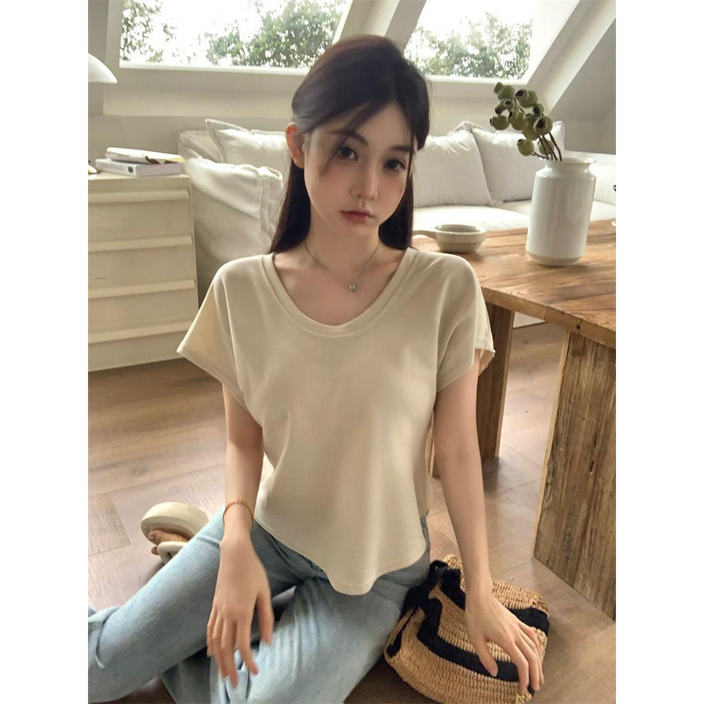 Áo Thun Cổ Chữ U Ngắn Tay Dáng Ôm Thời Trang Đơn Giản 63073