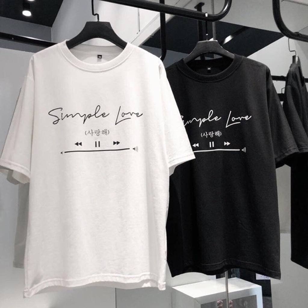 Áo Thun Simple Love tay lỡ Nam Nữ Unisex cổ tròn in chữ 💥 áo phông ngắn tay không cổ ảnh thật, không nhăn