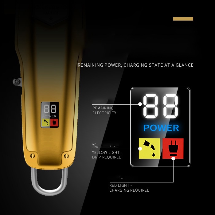 Tông đơ cạo râu cắt tóc Kemei màn hình LCD kèm sạc USB và phụ kiện tiện dụng chuyên nghiệp cho nam