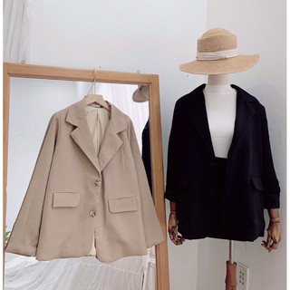Áo khoác Vest Blazer nude đen 2 lớp (ảnh thật)