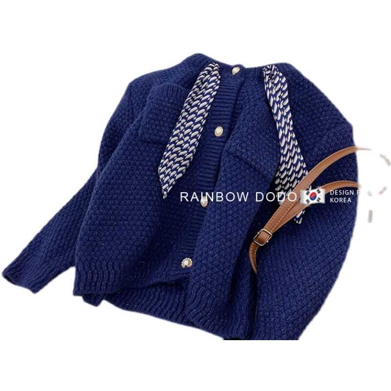 Áo khoác len cardigan dày cổ tròn phong cách phương Tây thời trang thu đông