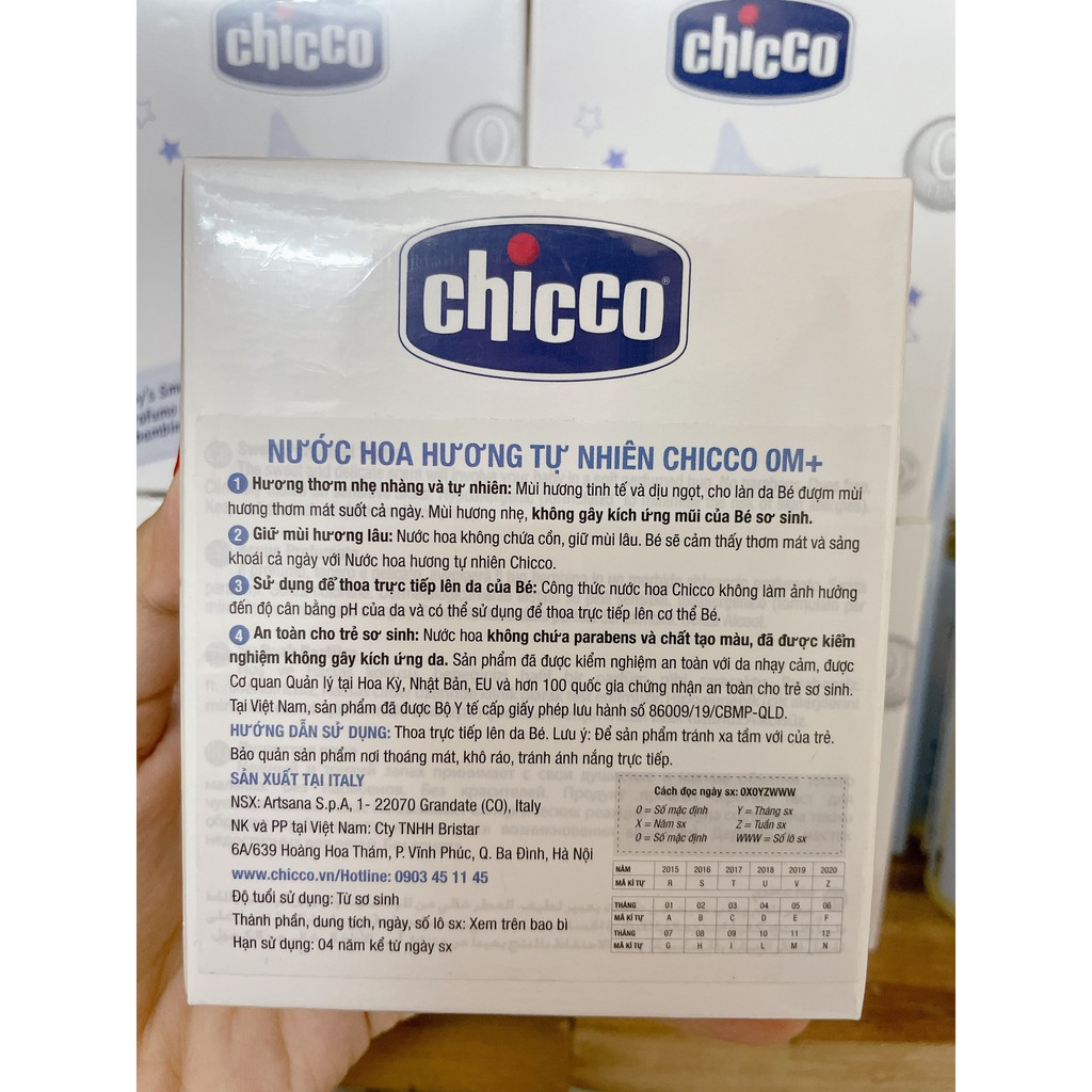 Nước hoa cho bé hương tự nhiên Chicco 0M+ 100ml