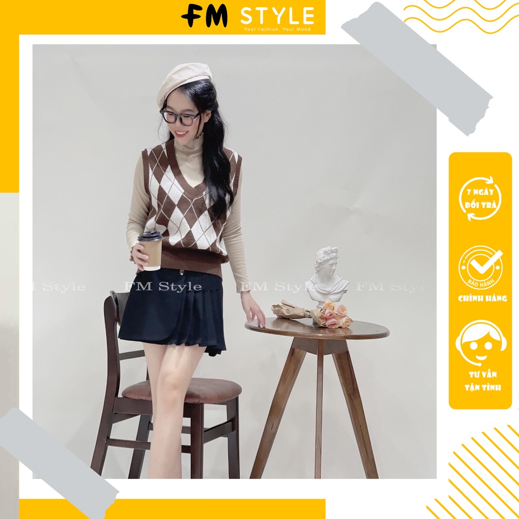 Áo gile thổ cẩm nữ FM Style  họa tiết xinh xắn thời trang 21042178