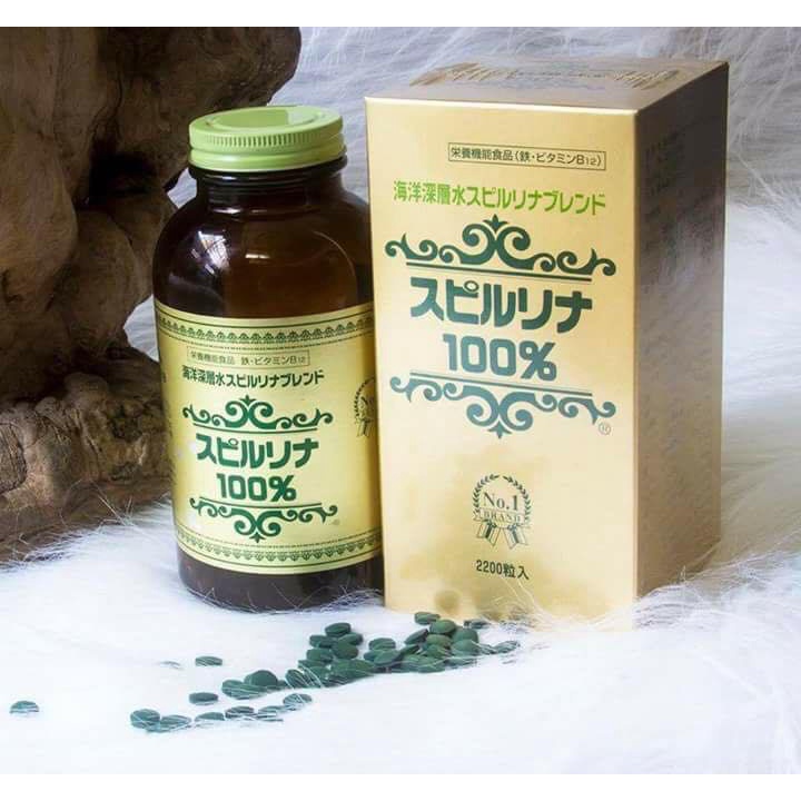 [Date 2025] Tảo xoắn tem đỏ Nhật Bản, viên tảo xoắn Spirulina hộp 2200 viên