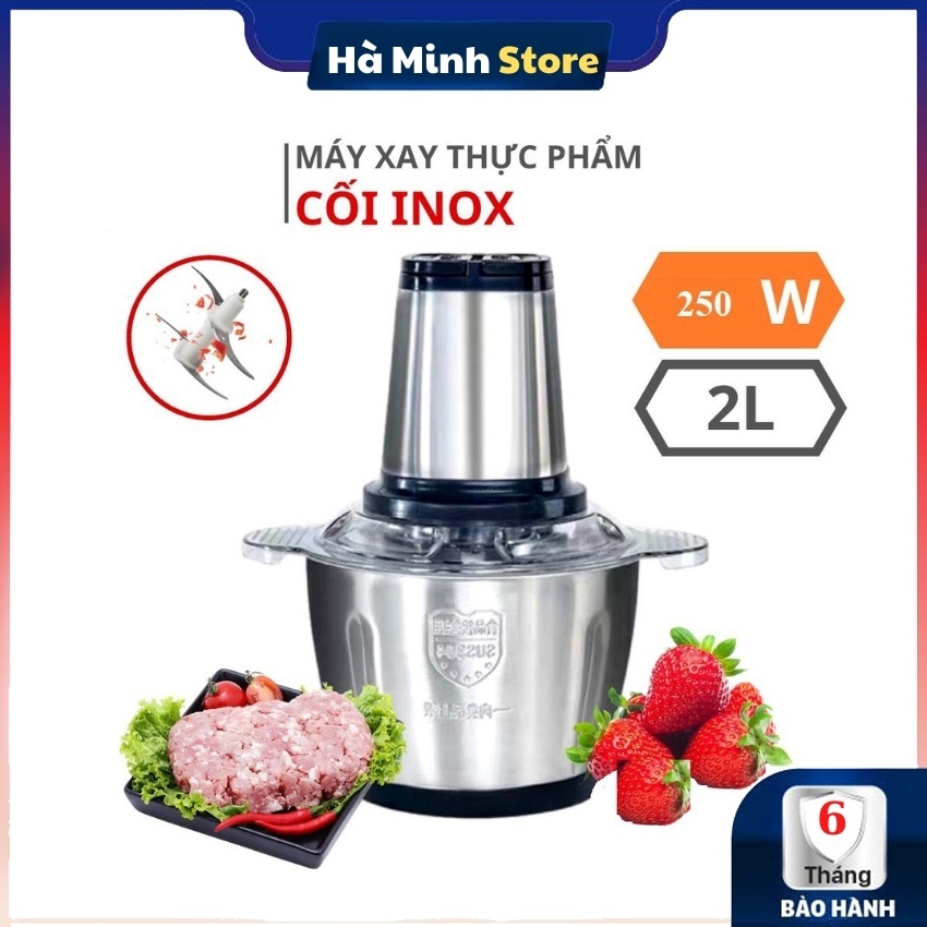 [Xay Cả Thế Giới] Máy Xay Thịt Đa Năng 4 Lưỡi Cối INOX 304 Cao Cấp, Máy Xay Cua, Cá Công Suất 300w  Bảo Hành 6 Tháng