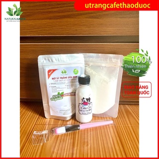 Combo 3 sản phẩm: Bột ủ sữa non kích trắng + Sữa non kích trắng con bò + Cọ đắp mặt giúp làm trắng da, sawn chắc da