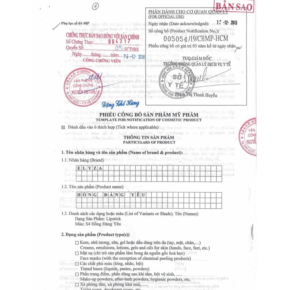 Son Dưỡng Môi Không Phai Elyza Hương Thị Siêu Sang – Phiên Bản Bươm Bướm (Hồng Đáng Yêu) HƯƠNG THỊ PLATINUM | BigBuy360 - bigbuy360.vn