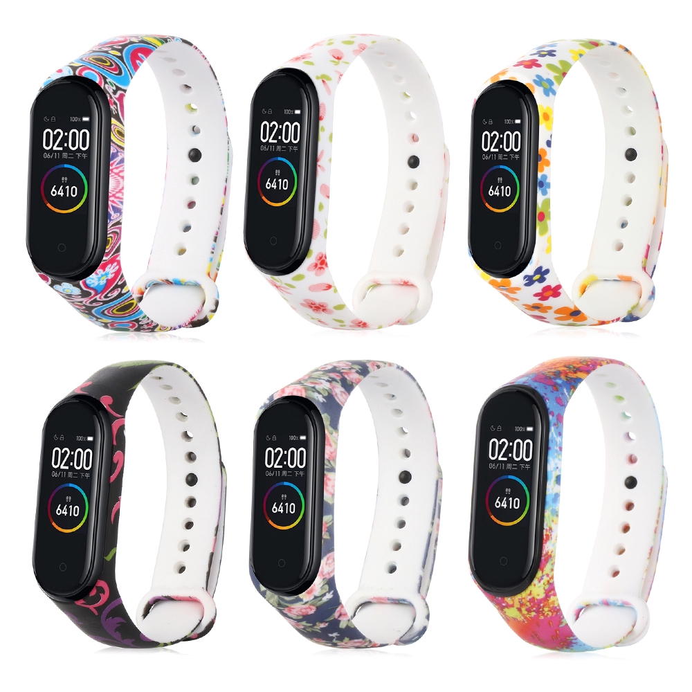 Dây Đeo Thay Thế Chất Liệu Silicon Hoạ Tiết Rằn Ri Nhiều Màu Cho Xiaomi Mi Band 4 3