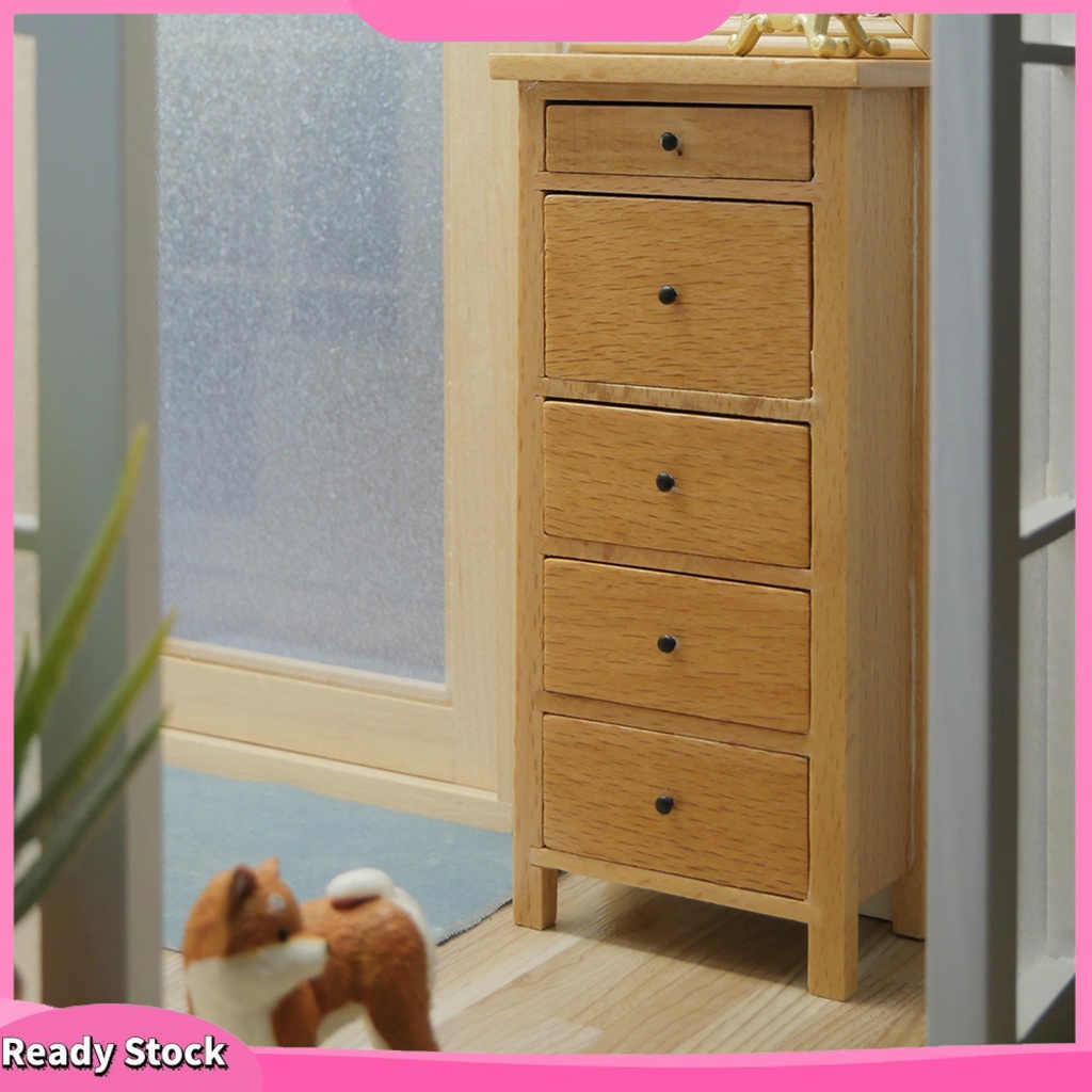 Wis| Mô Hình Tủ Chén Mini Bằng Gỗ Dùng Trang Trí Nhà Búp Bê DIY