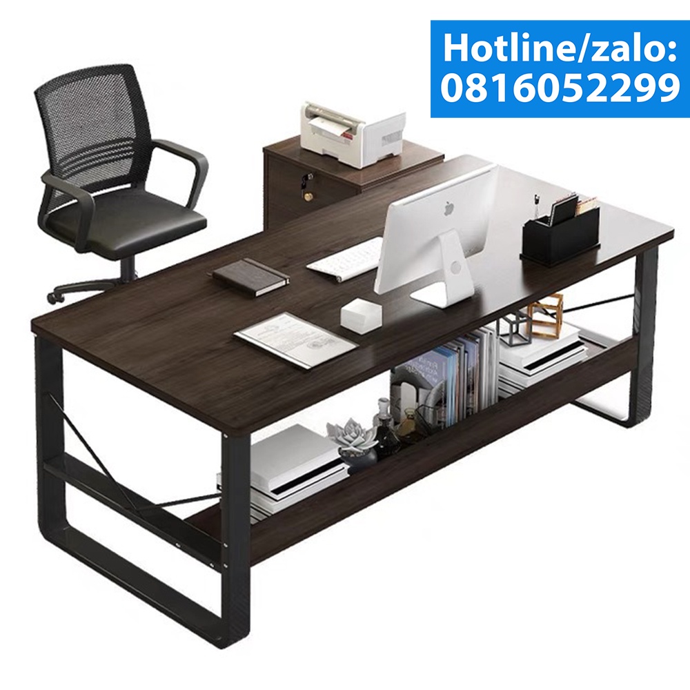 Bàn Làm Việc Có Kệ Lửng và Kệ Sách Đa Năng Trên Mặt Bàn 1mx60, 1m2x60, Bàn Văn Phòng Thông Minh, Khung Sắt Kèm Giá Sách