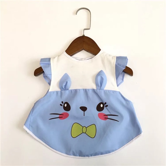 Áo yếm ăn dặm có tay dáng váy hình mèo có nơ MSY05