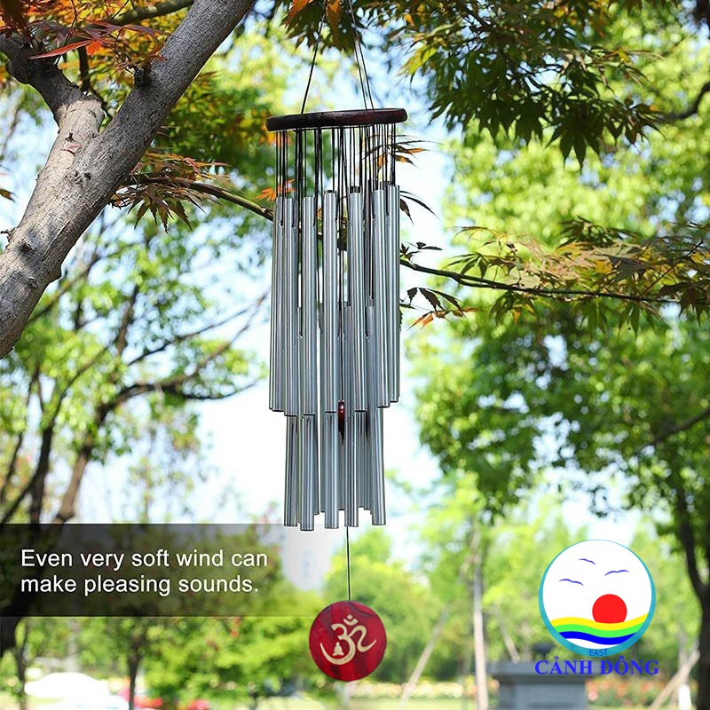 Chuông gió 18 thanh khắc hình chữ Om may mắn bình an