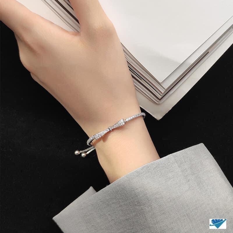 LẮC TAY NƠ BẠC Ý CAO CẤP CÓ THỂ ĐIỀU CHỈNH ĐƯỢC ĐỘ DÀI