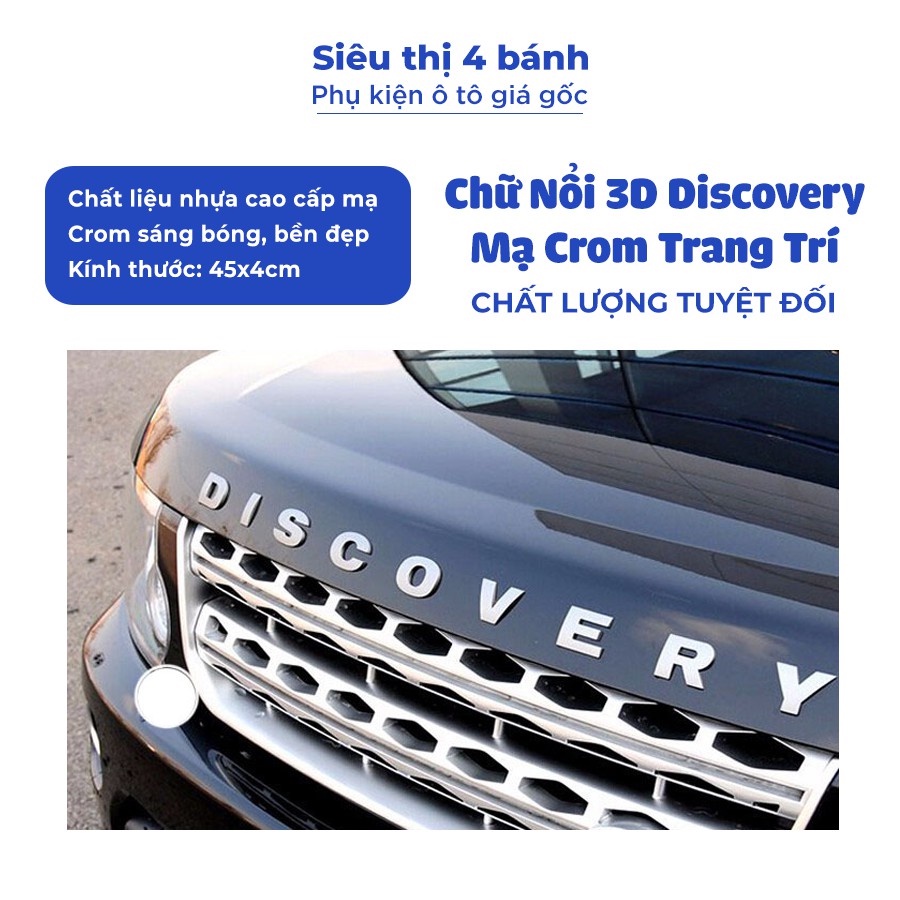 Tem Discovery chữ nổi 3D trang trí ô tô mạ crom