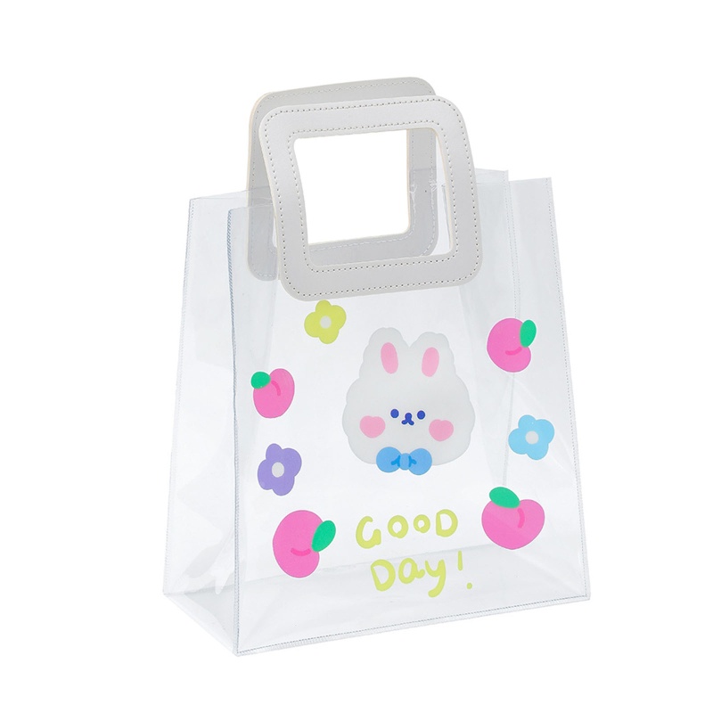Túi Mua Sắm PVC Trong Suốt In Hình Gấu Dễ Thương Sức Chứa Lớn