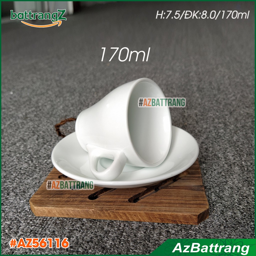 Bộ ly sứ uống cafe Cappuccino Vintage men sứ trắng Bát Tràng