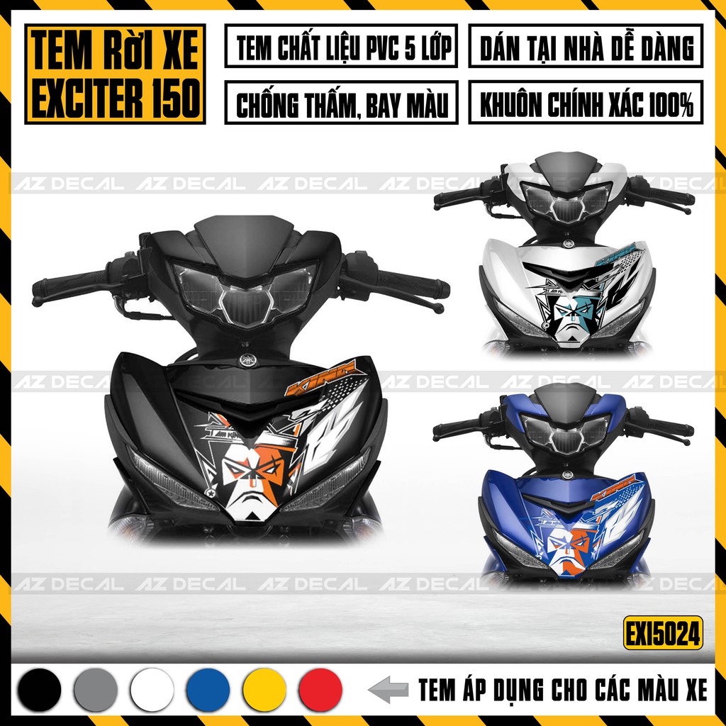 Tem Xe Exciter 150 Mẫu KING | EX15024 | Tem Rời Ex150 Cao Cấp Chống Nước, Decal Chống Bay Màu