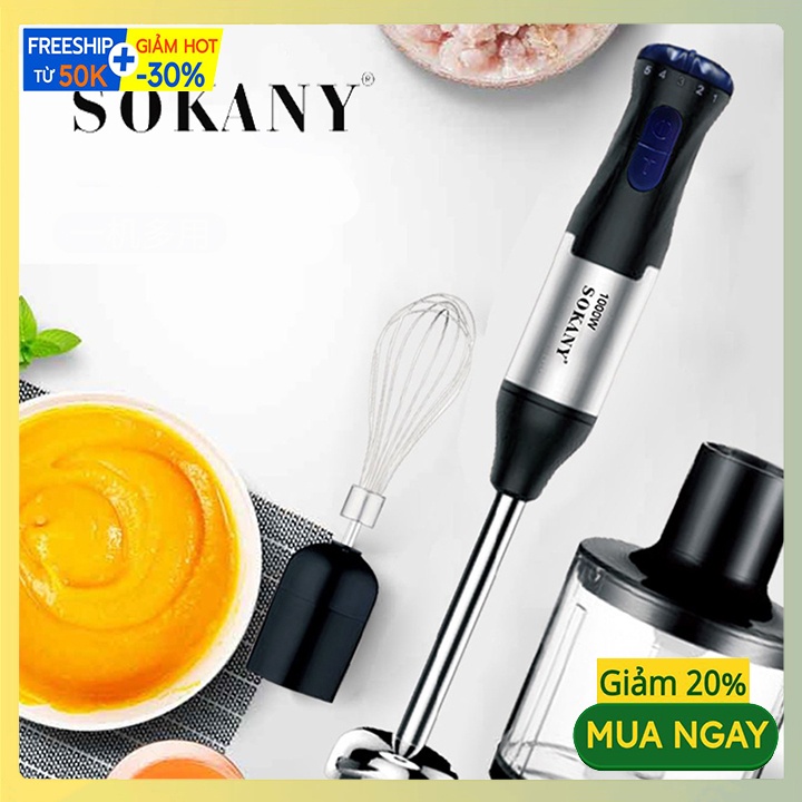 Máy xay sinh tố, xay thịt, đánh trứng SOKANY 1000W 4IN1