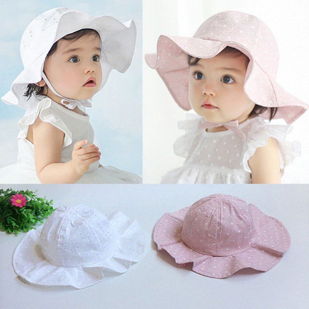 Mũ Cotton Rộng Vành Che Nắng Thời Trang Mùa Hè Cho Bé Gái Sơ Sinh