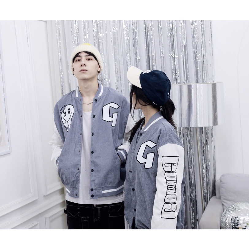 [HIPHOP] Áo Khóac HipHop Form Rộng Nhung Tâm Jacket Varsity FunFace V15
