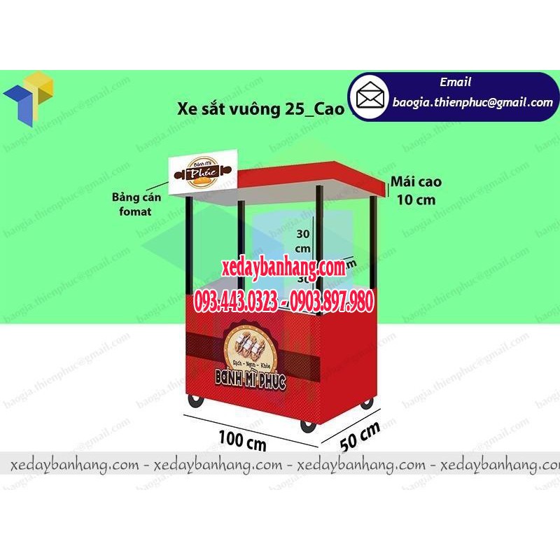 Thiết kế xe bán bánh mì thịt nướng đẹp giá rẻ - xedaybanhang.com - ĐT:0903897980