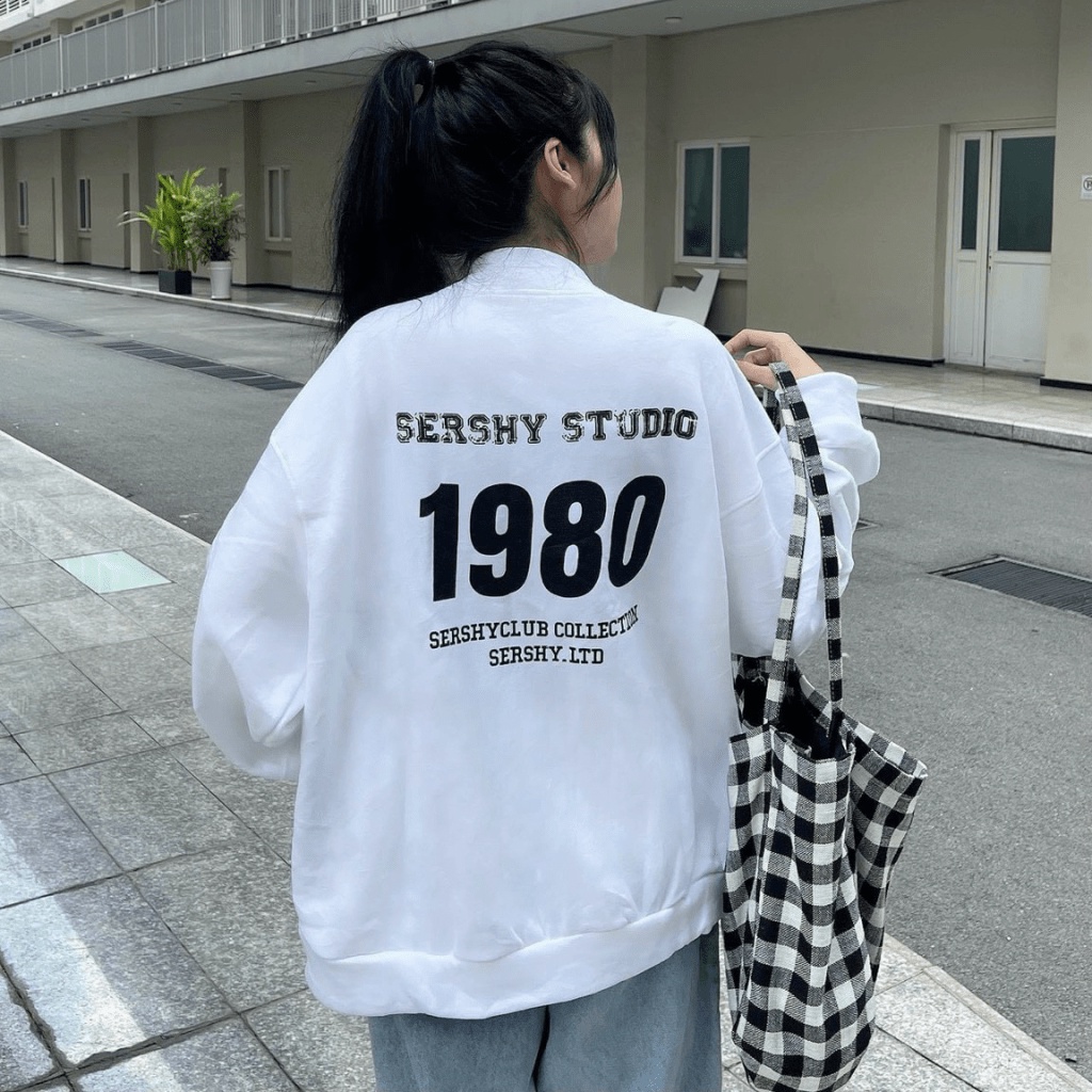 Áo Khoác Nỉ Nữ 1980 Kiểu Bomber Chất Nỉ Dày Mịn Form Rộng Mặc Thoải Mái [NEW UNISEX]