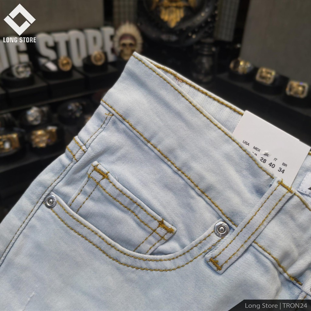 Quần jean nam xanh nhạt chất bò co giãn cao cấp ống đứng dáng ôm skinny đẹp chuẩn Hàn Quốc có big size Tron24 | BigBuy360 - bigbuy360.vn