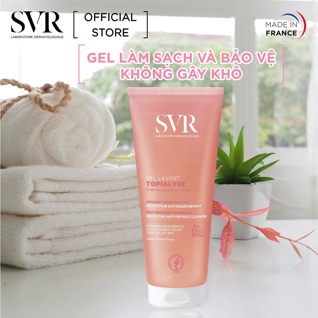 Sữa Rửa Mặt SVR Cho Da Khô, Nhạy Cảm Không Chứa Xà Phòng 55ml-200ml-400ml  SVR TOPIALYSE Gel Lavant