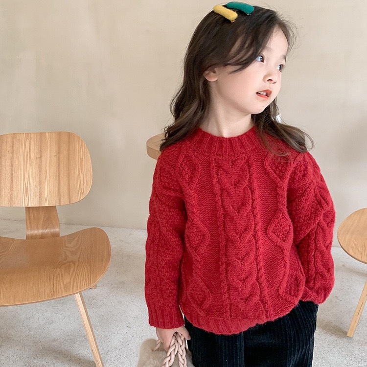 Áo len vặn thừng cho bé gái phong cách Hàn Quốc cực xinh - Quần áo trẻ em thu đông Ambb Kids 1-7 tuổi