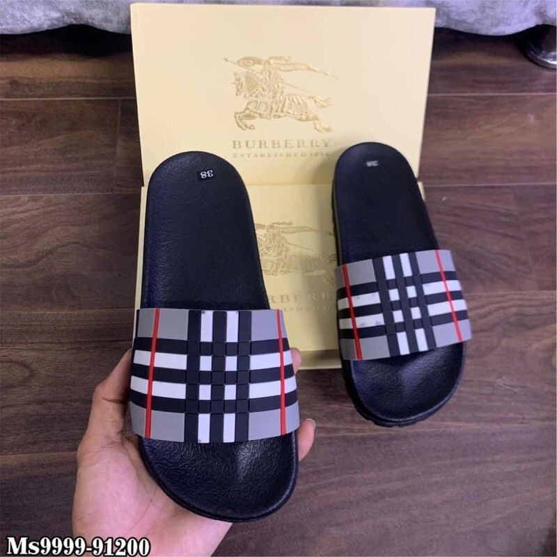 [box hộp+ bảo hành] Dép nam quai ngang BBR đế cao 3cm tôn dáng - Dép nam BBR kẻ ô vuông cực đỉnh