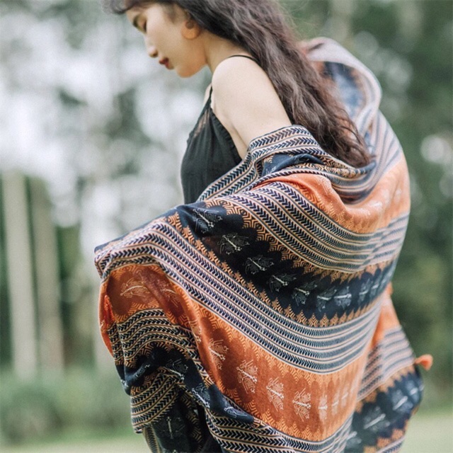 Khăn choàng vintage - bohemian khăn choàng in hoạ tiết thổ cẩm