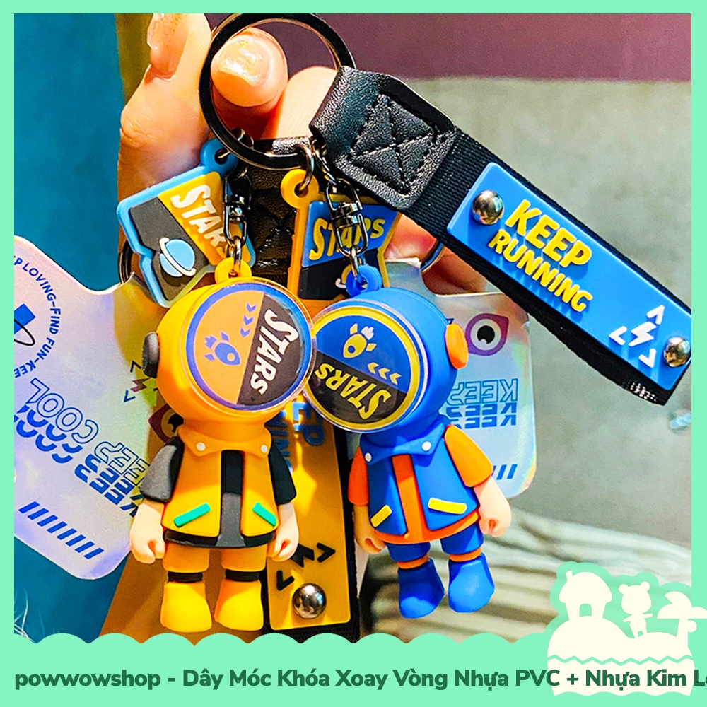 [Sẵn VN - Hỏa Tốc] Dây Móc Khóa Xoay Vòng Nhựa PVC + Kim Loại + Simili Mẫu Swimming Boy Stars