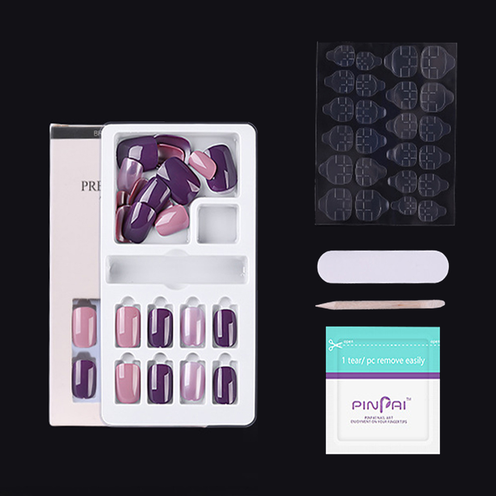 [Hàng mới về] Hộp 24 móng tay giả bằng nhựa dẻo nhiều màu sắc thời trang có thể tháo rời