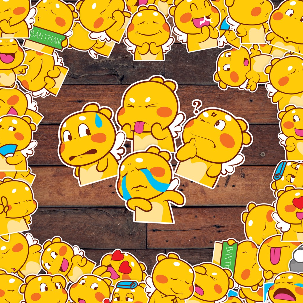 Sticker Rồng Con 9cm x 10cm chủ đề gấu bông 50 cảm xúc ngộ nghĩnh chống nước